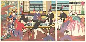 Images Dated 21st October 2020: Foreigners Enjoying a Party, 1st month, 1861. Creator: Utagawa Yoshitora
