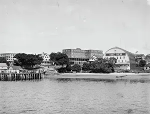 Wharves Prints: Forest City Landing and Gem Theatre, Peaks Island, Portland, Me. c1904. Creator: Unknown