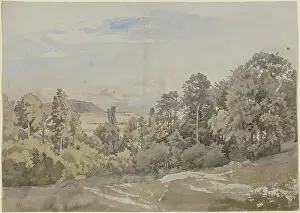 Schirmer Johann Wilhelm Prints: Forest with distant view, mid-19th century. Creator: Johann Wilhelm Schirmer