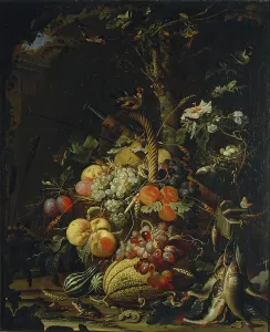 Fish Prints: Forest floor still life with fruit