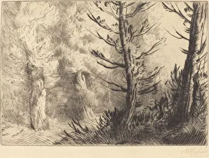 Fontainebleau And Xce Prints: In the Forest of Fontainebleau (Dans le foret de Fontainebleau). Creator: Alphonse Legros