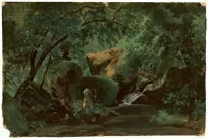 Andr And Xe9 Gallery: Forest Interior with a Painter, Civita Castellana, 1825 / 1830. Creator: AndreGiroux