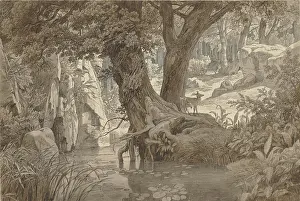 Shaded Prints: Forest landscape, 1832. Creator: Johann Wilhelm Schirmer