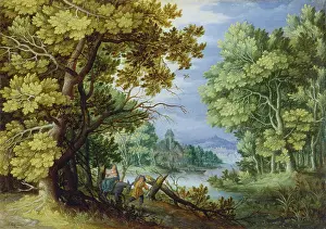 Refuge Prints: Forest Landscape with Flight into Egypt, c1600. Creator: Jan Brueghel the Elder