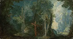 Stevens Prints: Forest Landscape with Hermitage, 1614. Creator: Pieter Stevens