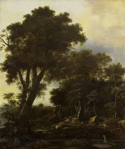 Makeshift Prints: Forest landscape with lean-to, 1650-1692. Creator: Roelant Roghman