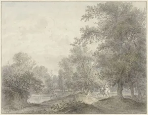 Forest landscape with rider and pond, 1745-1795. Creator: Jacobus Versteegen