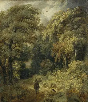 Strolling Prints: Forest Path with People Strolling, c1646. Creator: Jacob van Ruisdael