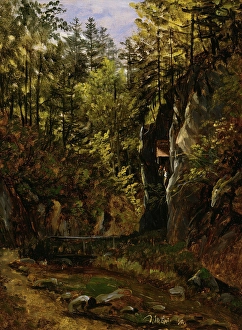 1830 Prints: A Forest Road with an Altar, 1830. Creator: Thomas Fearnley
