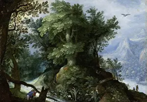 Oil On Metal Prints: Forest Scene with Hunters, c1593. Creator: Jan Brueghel the Elder