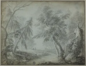 Coating Prints: Forest with Stream and Figures, n.d