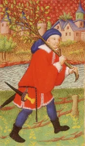 Forrester Prints: A forester having chopped down a tree, 1423. Creator: Unknown