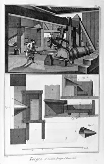 Diderot Prints: A forge, drop hammer, 1751-1777. Artist: Denis Diderot