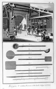 Diderot Gallery: A forge, furnace, pouring into the cast, 1751-1777. Artist: Denis Diderot