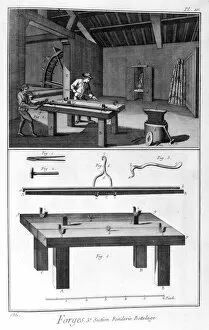 A forge, splitting mill trussing, 1751-1777. Artist: Denis Diderot