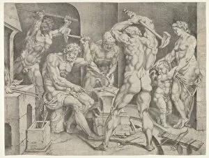 Metamorphoses Gallery: The Forge of Vulcan, 1546. Creator: Cornelis Bos
