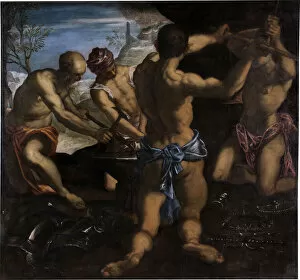 Vulcan Gallery: The Forge of Vulcan, 1576-1577. Creator: Tintoretto, Jacopo (1518-1594)