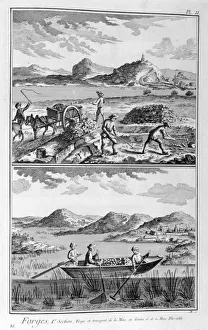 Diderot Prints: Forging mills, transport to the mine, 1751-1777