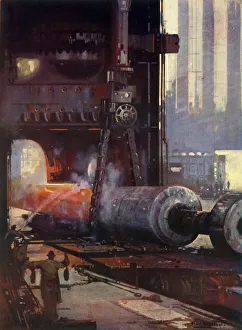 Golding Prints: Forging a Propeller Shaft for a Large Liner, c1930. Creator: Unknown