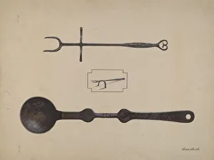Rex F Bush Prints: Fork and Ladle, c. 1937. Creator: Rex F Bush