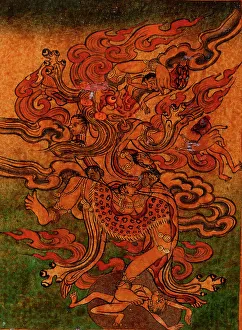 Dharmapala Prints: Form of Palden Lhamo (?), Nyingmapa Buddhist or Bon Ritual Card
