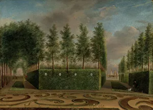 Wheelbarrow Prints: A Formal Garden, 1766. Creator: Johannes Janson