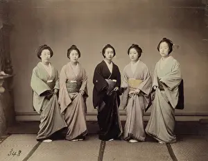 Traditional Culture Prints: Formal Portrait of Five Women, c1885. Creator: Unknown