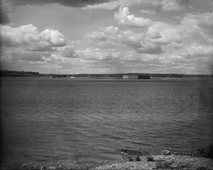 Transparency Prints: Fort Gorges in harbor, Portland, Me. c1900. Creator: Unknown
