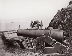 Fort Johnson, James Island, looking toward Fort Sumter, 1861-65. Creator: Unknown