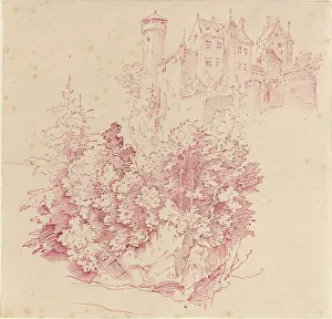 Fortified Castle on a High Cliff, c. 1830. Creator: Moritz von Schwind
