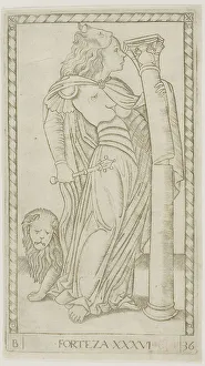 Mantegna Prints: Fortitude, plate 36 from Genii and Virtues, c.1465. Creator: Unknown