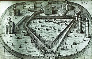 Theodor De 1528 1598 Prints: The Fortress in Alexandrovskaya village. Published by Jacob Ulfeldt, 1578