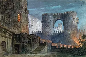 Verdi Prints: The fortress Castellor. Stage design for the opera Il trovatore by Giuseppe Verdi