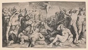 Distributing Prints: Fortune Distributing Her Gifts, 1590. Creator: Jan Muller