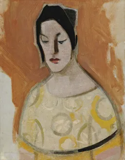 Modernism Prints: The Fortune-Teller (Woman in Yellow Dress), 1926. Creator: Helene Schjerfbeck