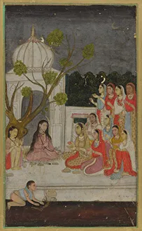 Fortune-telling; a group of women on a terrace at night, 18th century. Creator: Unknown Fortune-telling; a group of women on a terrace at night, 18th century. Creator: Unknown