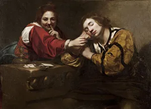 Sleeper Prints: Fortune Telling Scene (Sleeper Awakened by a Young Woman), 1620s