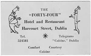 Cuisine Gallery: The Forty-Four restaurant card, c1955. Creator: Shirley Markham