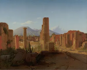 Vesuvius Prints: The Forum, Pompeii, with Vesuvius in the Distance, 1841. Creator: Christen Kobke