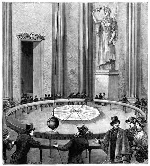 Images Dated 3rd March 2006: Foucault using his pendulum to demonstrate the rotation of the Earth, Paris, 1851 (1887)