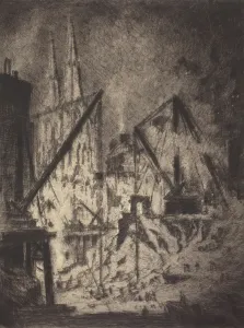 Pennell Joseph Prints: The Foundations at the Cathedral, 1923. Creator: Joseph Pennell