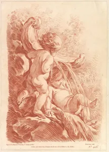 Gilles Prints: Fountain with Two Cupids, ca. 1773. Creator: Gilles Demarteau