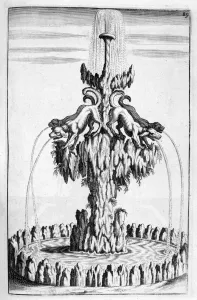 Jean Claude Prints: Fountain with dog design, 1664. Artist: Georg Andreas Bockler