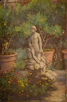 Fountain in a Garden, Cairate, Lombardy, 1875-1877. Creator: Louisa Starr