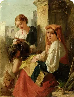 Water Fountain Prints: A Fountain Group, South Italy, 1868. Creator: Robert Herdman