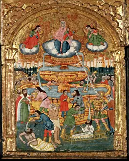 Water Fountain Prints: The fountain of life, and saints. Creator: Unknown