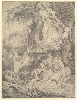 Pierre Alexandre Prints: Fountain of Love, 1738. Creator: Pierre Alexandre Aveline