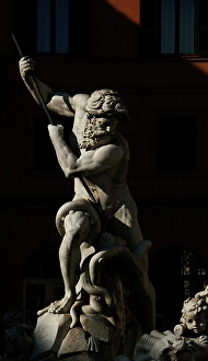 Detail of Fountain of Neptune, Piazza Navona, Rome, Italy, 2009. Creator: LTL