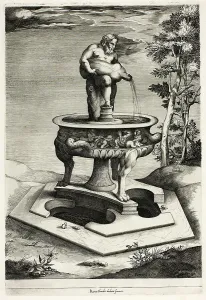 Silenus Prints: Fountain with Silenus in the Garden of the Cesi Palace near Rome