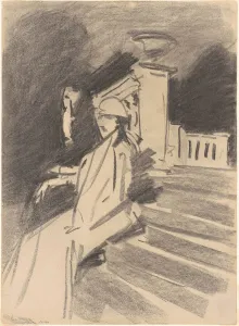 Sargent John Singer Prints: By the Fountain, Villa Torlonia, Frascati, Italy, c. 1907. Creator: John Singer Sargent
